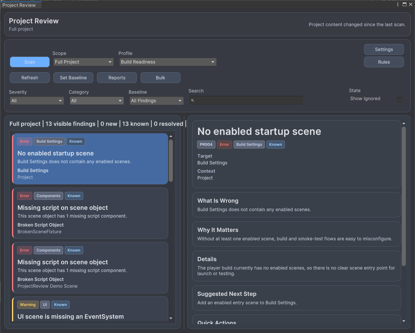 Project Review - Unity editor tool screenshot